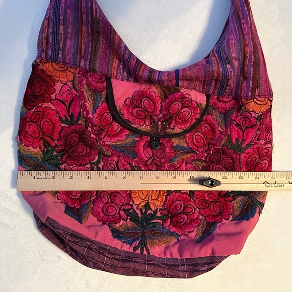 Bohemian Hippie Gypsy Embroidered Zipper Floral Hobo Shoulder Bag Tote satchel - Picture 7 of 8